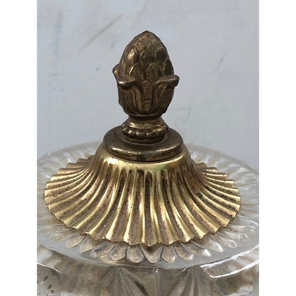 Vintage Bohemian Crystal Glass Brass Marble Table Lamp - Picture 5 of 5